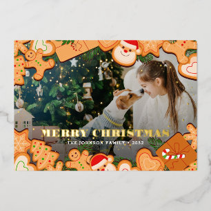 Carte De Vœux En Aluminium Joyeux Noël Gingerbread Cookie Foil Holiday Ca