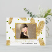 Carte De Vœux En Aluminium Joyeux Noël Gold Parties scintillant Script Photo (Debout devant)