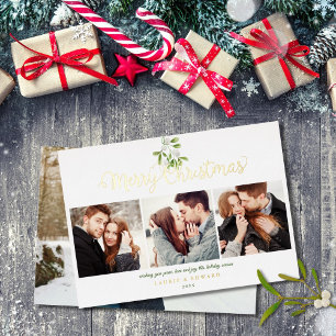 Carte De Vœux En Aluminium Joyeux Noël Gui 4 Photo Or