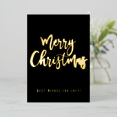 Carte De Vœux En Aluminium Joyeux Noël Joyeux 2023 Elégant Noir et Or (Debout devant)