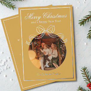 Carte De Vœux En Aluminium Joyeux Noël Joyeux Nouvel An Coquette Bow Photo