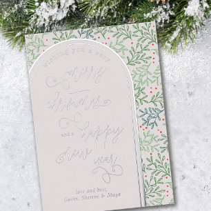 Carte De Vœux En Aluminium Joyeux Noël Joyeux Nouvel An Végétation hivernale