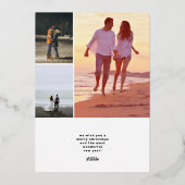 Carte De Vœux En Aluminium Joyeux Noël Main écrit collage photo Or (Verso)