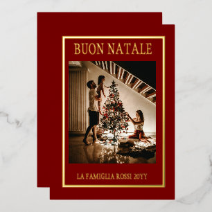 Carte De Vœux En Aluminium Joyeux Noël Marron & Or Simple Photo Moderne