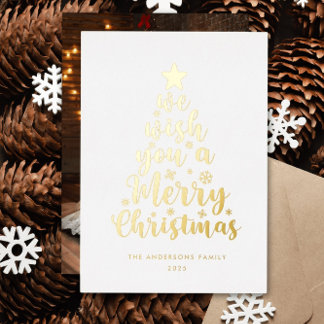 Carte De Vœux En Aluminium Joyeux Noël minimal écriture blanche feuille métal