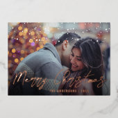 Carte De Vœux En Aluminium Joyeux Noël Minimal Élégant Photo Personnalisée   (Recto)