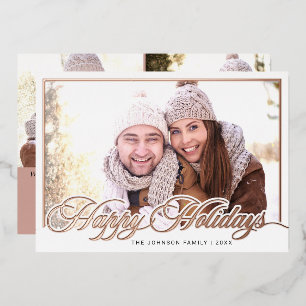 Carte De Vœux En Aluminium Joyeux Noël moderne 3 PHOTO Rose Gold