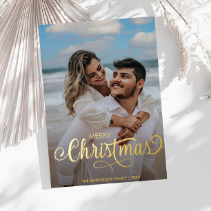 Carte De Vœux En Aluminium Joyeux Noël moderne Famille Nom de la photo Buffal