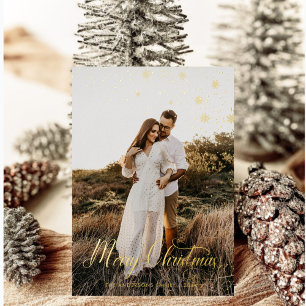 Carte De Vœux En Aluminium Joyeux Noël moderne Famille Photo plaid Tartan