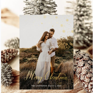 Carte De Vœux En Aluminium Joyeux Noël moderne Famille Photo plaid Tartan
