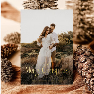 Carte De Vœux En Aluminium Joyeux Noël moderne Famille Photo plaid Tartan