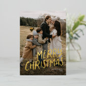 Carte De Vœux En Aluminium Joyeux Noël moderne Lettres simple une photo (Debout devant)
