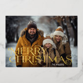 Carte De Vœux En Aluminium Joyeux Noël moderne Minimal 1 Photo Élégant (Recto)