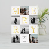 Carte De Vœux En Aluminium Joyeux Noël Moderne Multi Photo Design (Debout devant)