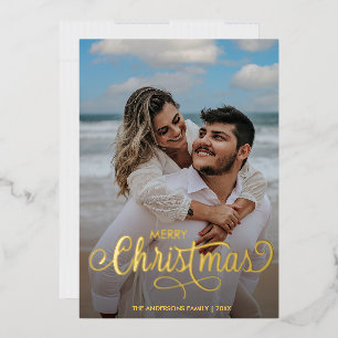 Carte De Vœux En Aluminium Joyeux Noël moderne Nom de la famille Tartan