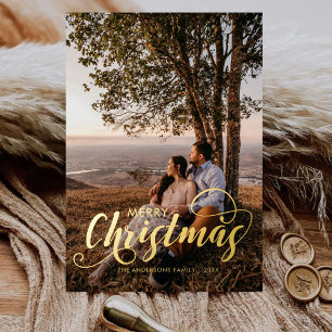 Carte De Vœux En Aluminium Joyeux Noël moderne Nom de la famille Tartan