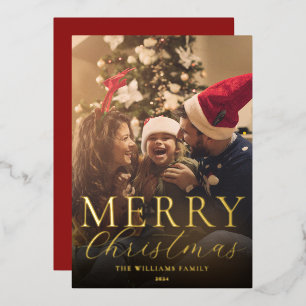 Carte De Vœux En Aluminium Joyeux Noël Moderne Photo Élégante