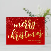 Carte De Vœux En Aluminium Joyeux Noël moderne Script non photo (Debout devant)