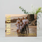 Carte De Vœux En Aluminium Joyeux Noël moderne Script One Photo Gold (Debout devant)