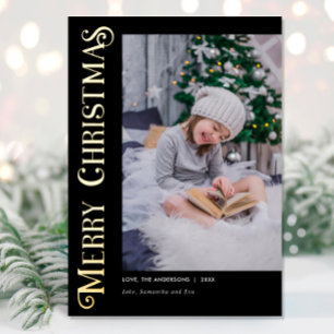 Carte De Vœux En Aluminium Joyeux Noël moderne Script photo Noël