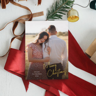 Carte De Vœux En Aluminium Joyeux Noël moderne Script Photo simple