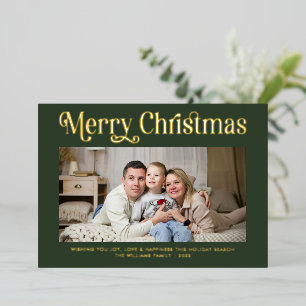 Carte De Vœux En Aluminium Joyeux Noël moderne simple une photo de famille