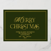 Carte De Vœux En Aluminium Joyeux Noël moderne Vert foncé (Recto)