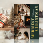 Carte De Vœux En Aluminium Joyeux Noël moderne vert Gold Script photo<br><div class="desc">Joyeux Noël moderne vert Gold Script Photo Real Foil Carte de vacances. Envoyez des voeux de vacances avec des photos à vos proches avec cette carte de vacances Foil moderne et festive. Tous les textes sont pré-arrangés pour que vous personnalisiez facilement et rapidement avec vos propres détails. Joyeuses fêtes !...</div>