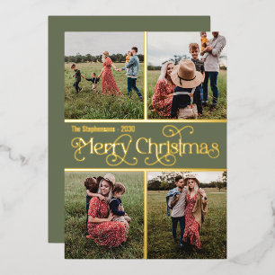 Carte De Vœux En Aluminium Joyeux Noël Multi-photo Gold