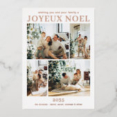 Carte De Vœux En Aluminium Joyeux Noel Multi Photo Rose Gold (Recto)