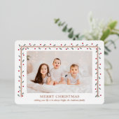 Carte De Vœux En Aluminium Joyeux Noël or Rectangulaire Rouge Vert Feuilles (Debout devant)