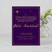 Carte De Vœux En Aluminium Joyeux Noël Or & Violet Luc 2:14 Verset (Debout devant)