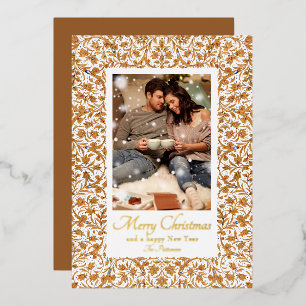 Carte De Vœux En Aluminium Joyeux Noël Ornate Floral Photo