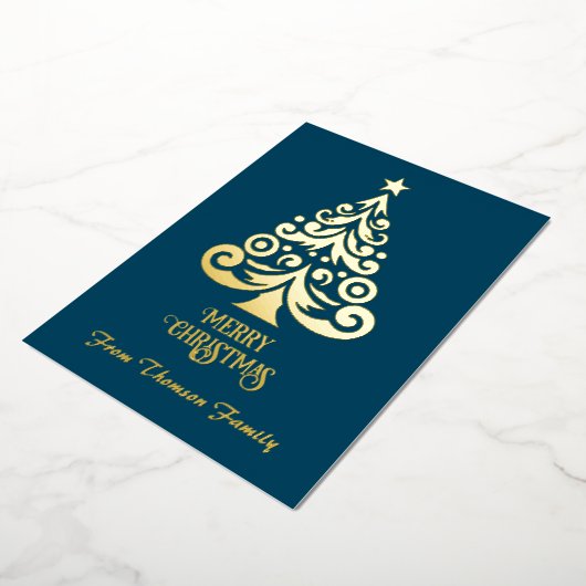 Carte De Vœux En Aluminium Joyeux Noël Personnaliser Gold Foil Noël (Rotation)