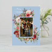 Carte De Vœux En Aluminium Joyeux Noël Photo aquarelle Floral (Debout devant)