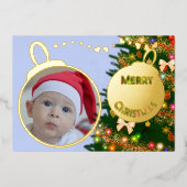 Carte De Vœux En Aluminium Joyeux Noël - photo bébé (Recto)