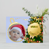Carte De Vœux En Aluminium Joyeux Noël - photo bébé (Debout devant)