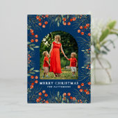 Carte De Vœux En Aluminium Joyeux Noël Photo Collage Aquarelle Floral (Debout devant)