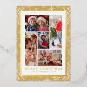 Carte De Vœux En Aluminium Joyeux Noël Photo Collage Gold Snowflake (Recto)