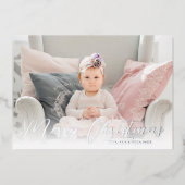 Carte De Vœux En Aluminium Joyeux Noël Photo Silver (Recto)