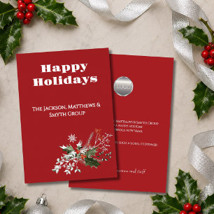 Carte De Vœux En Aluminium Joyeux Noël Professionnel Entreprise Argent