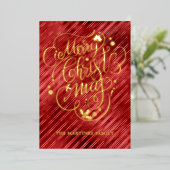Carte De Vœux En Aluminium Joyeux Noël Red Gold (Debout devant)