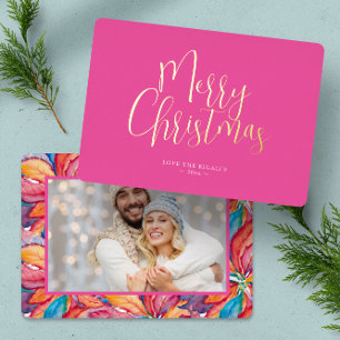 Carte De Vœux En Aluminium Joyeux Noël rose tendance