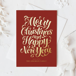 Carte De Vœux En Aluminium Joyeux Noël rouge et une bonne année