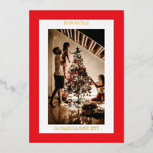 Carte De Vœux En Aluminium Joyeux Noël Rouge Or Simple Moderne Photo