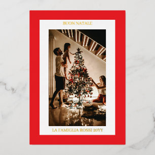 Carte De Vœux En Aluminium Joyeux Noël Rouge Or Simple Moderne Photo