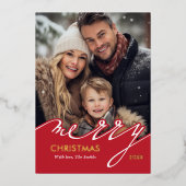 Carte De Vœux En Aluminium Joyeux Noël rouge photo (Recto)