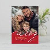 Carte De Vœux En Aluminium Joyeux Noël rouge photo (Debout devant)