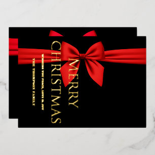 Carte De Vœux En Aluminium Joyeux Noël, Rouge Ribbon mignonne