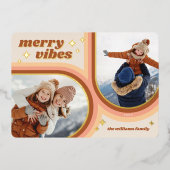 Carte De Vœux En Aluminium Joyeux Noël Rustic Gold Script Photo (Recto)